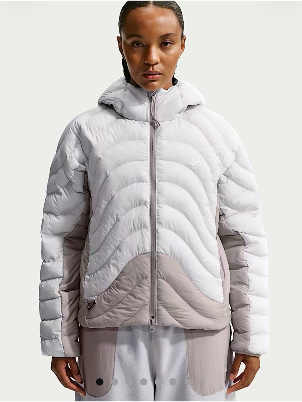 Nike ACG Light Gray Quilted Hooded Puffer Jacket
